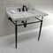 Fauceture KVPB3622M80 36" Console Sink with Brass Legs (8-Inch, 3 Hole), Marble White/Matte Black KVPB3622M80 - alternate 4